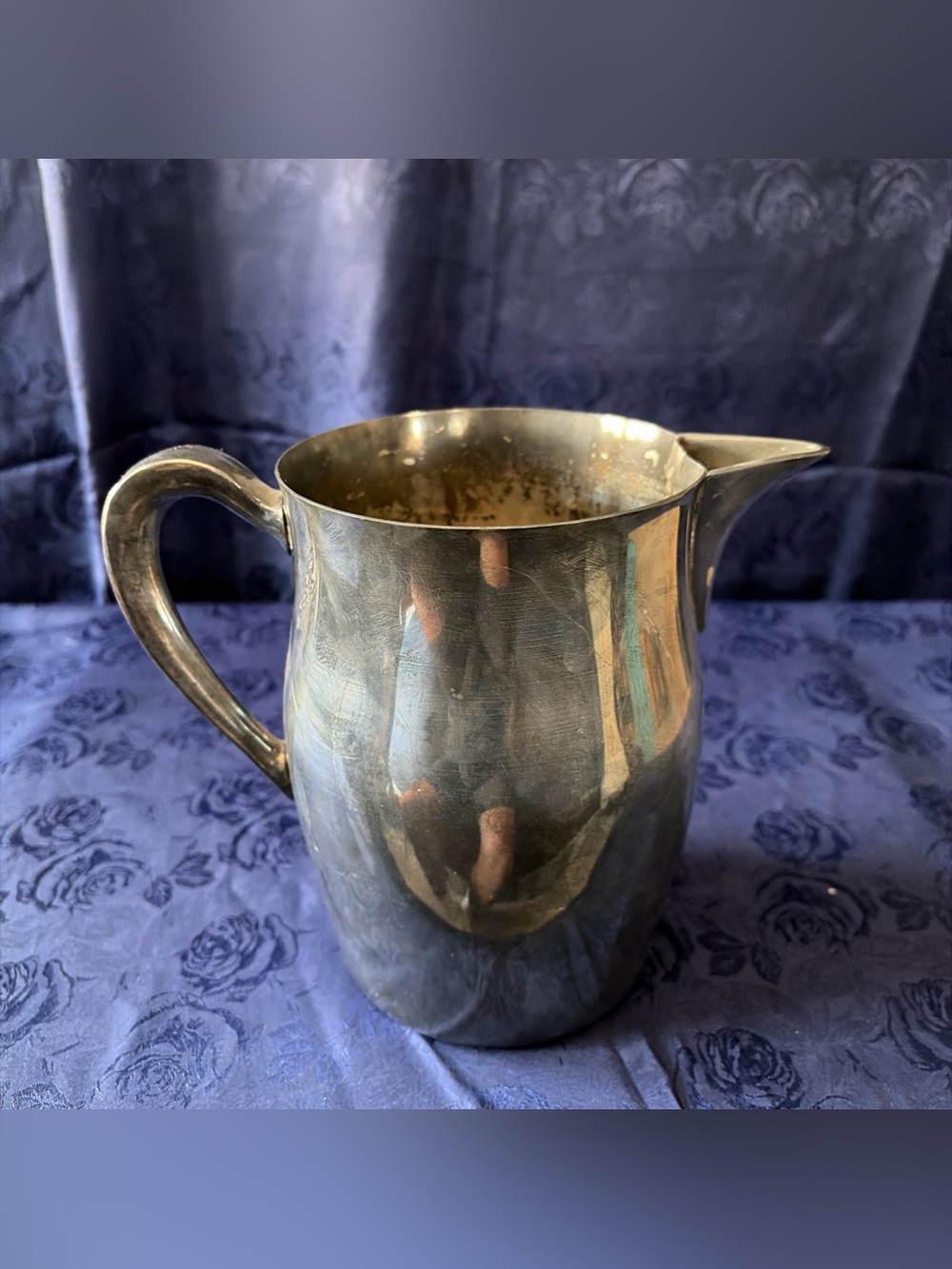 Vintage Lancaster Silver On Copper 7” Pitcher